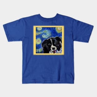 Border Collie Starry Night Kids T-Shirt